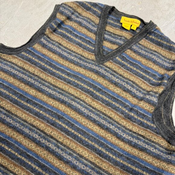Tricots ST Raphael 100% Merino Wool Knit Sweater Vest Fair Isle Small - Picture 3 of 7